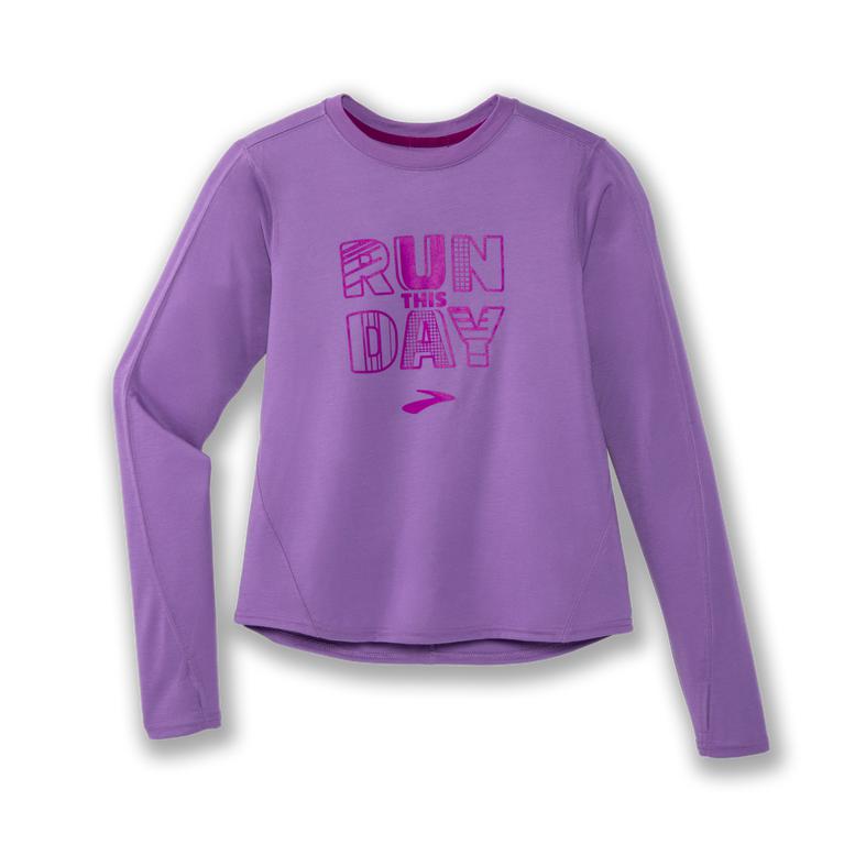 Brooks Distance Graphic Long Sleeve Running Shirt - Women's - Heliotrope/Run Day/MediumPurple (06839